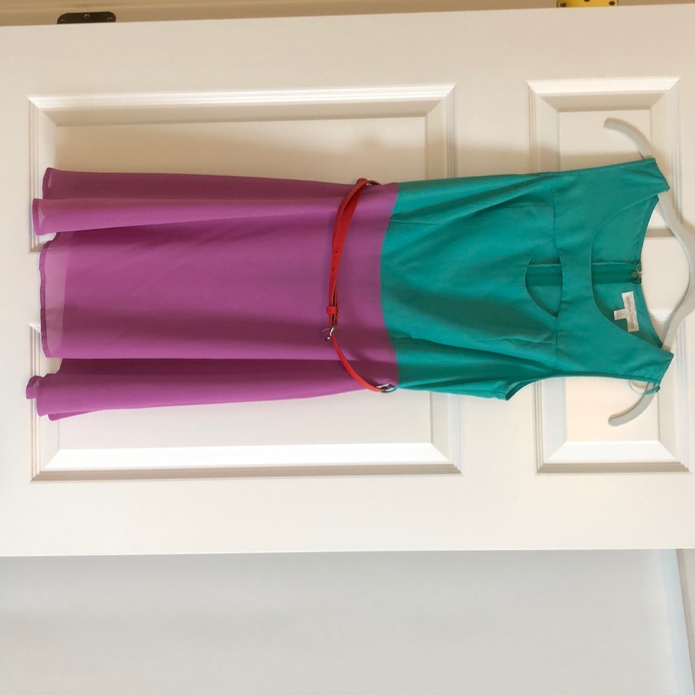 Gorgeous color block dress with removable belt